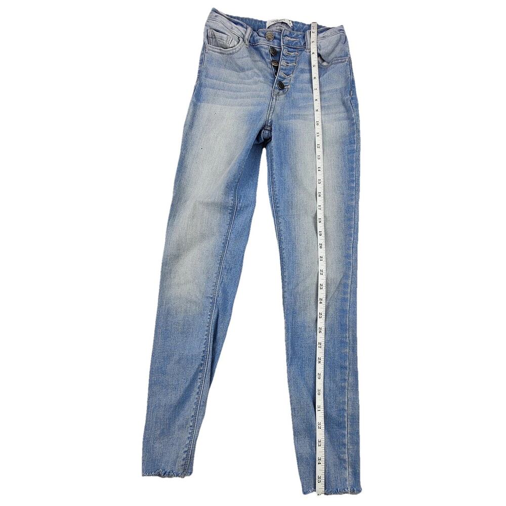 Carly Jean Los Angeles Skinny Jeans Juniors 1 Blue High Rise Distressed 25x27 - Picture 6 of 10